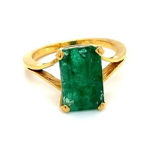 GIA Certified Emerald 5.52ct Solid 22K Gold Ring